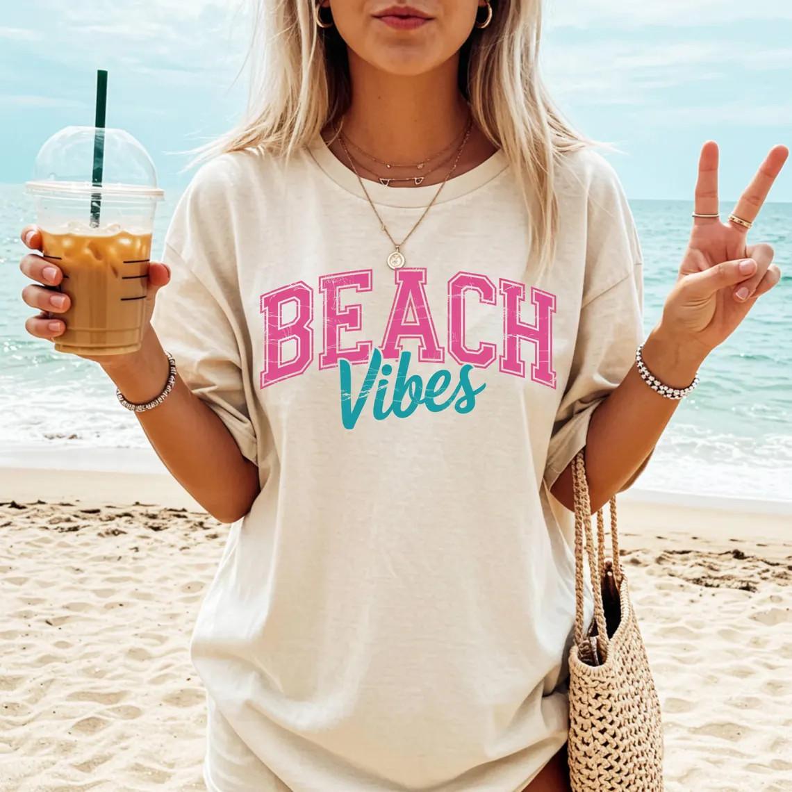 Comfort Colors Beach Vibes Shirt Boho Summer Beach Tee Beach Vibes T-Shirt XXXXL