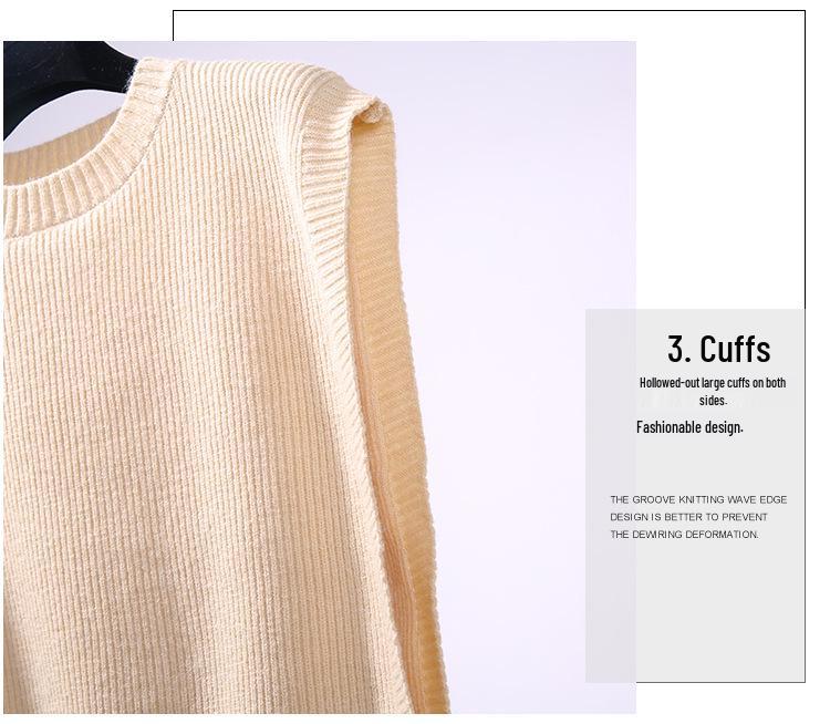 Women's Round Neck Sleeveless Knit Wool Vest - Korean Style Spring/Autumn Thin Cardigan In Solid Colors