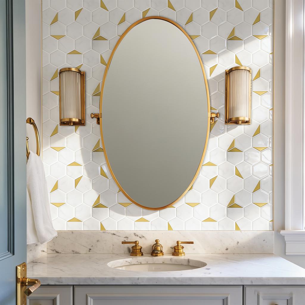 Hexogan Wall Tiles Peel and Stick Tile Stickers Waterproof Vinyl Wallpaper for Kitchens Balconies Sinks Bathrooms Restaurants