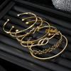 6 Stück/Set Offenes Design Metall Armreif Set Blumenknoten Mehrlagig Offener Armreif Damenschmuck