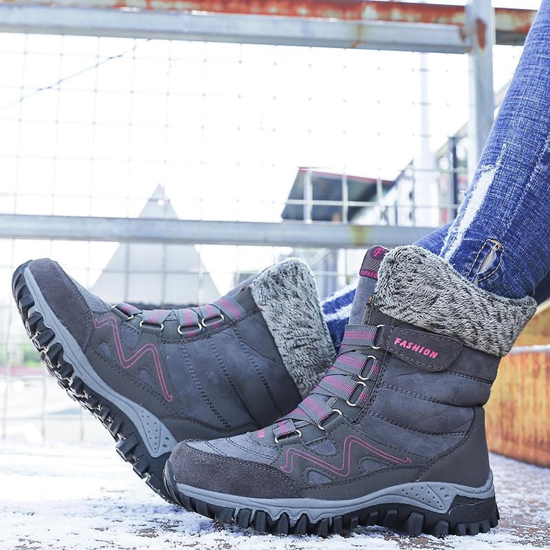 Wear-resistant Women's Snow Boots Fashion High-top Boots Winter Cotton Shoes Plush Hiking Walking Shoes Non-slip