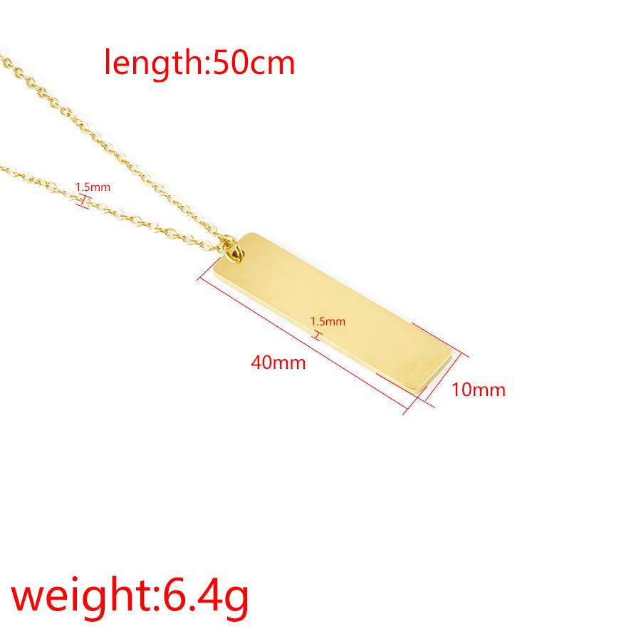 Laser Engraved Stainless Steel Bar Pendant Necklace - Versatile Clavicle Chain for Couples