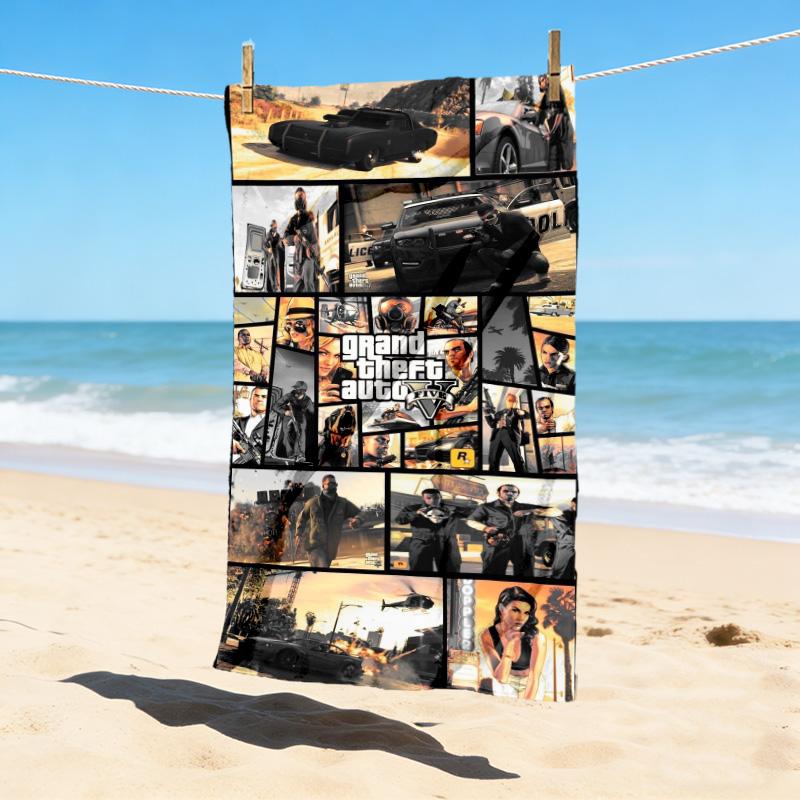 Gta V Stylish Digital Printing Beach Towel Quick Drying Absorbent Blanket For Beach Pool Gym Travel Christmas Gift C9211772