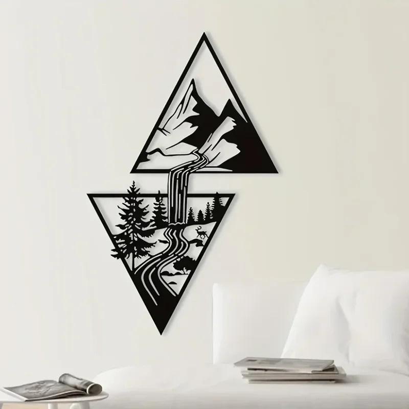 Mountain Mural, Mountain Waterfall, Metal Wall Decoration, Metal Mural, Home Decoration, Modern Art Wall Decoration, Artwork