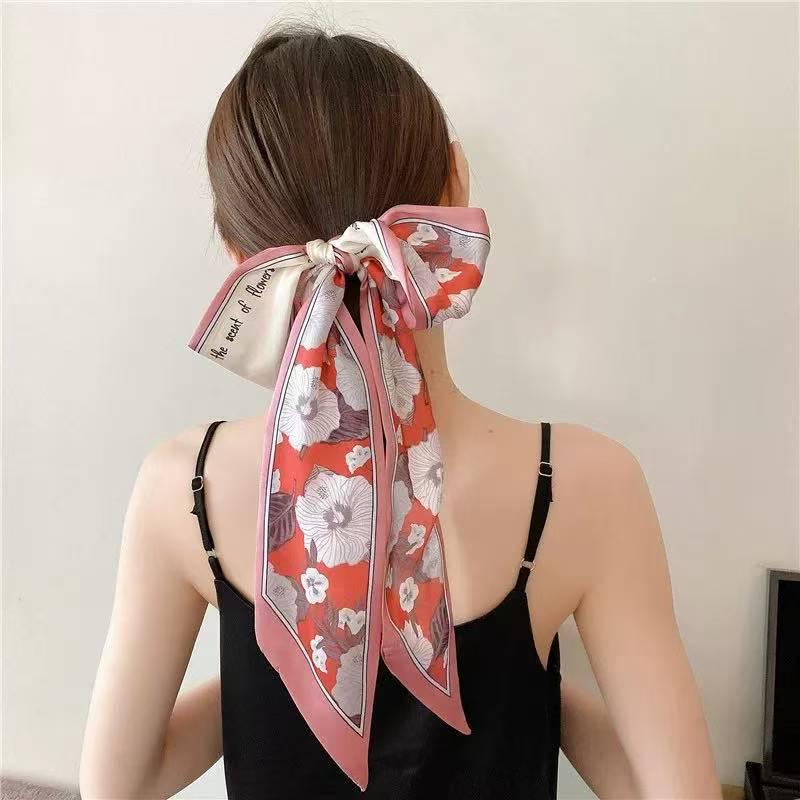 Classic French Silk Scarf: Retro Headband & Hair Ribbon for Women
