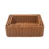 3 Pieces Rattandesign Basket with Handles SpaceSaving Rectangular Storage Nestable for