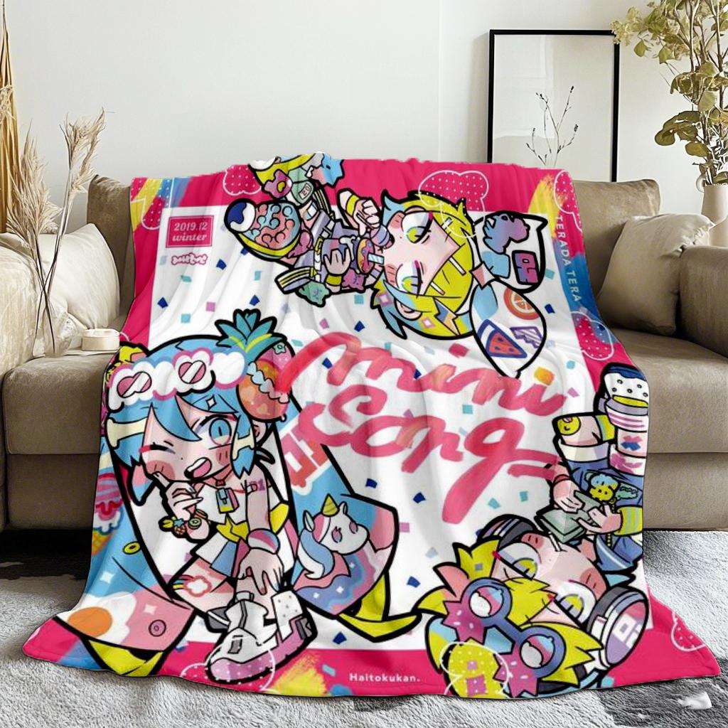 130×150 Kawaii Cartoon Flannel  Warm Cute Comfort Soft Plush blanket girls for sofa art living room office bedroom travel gift