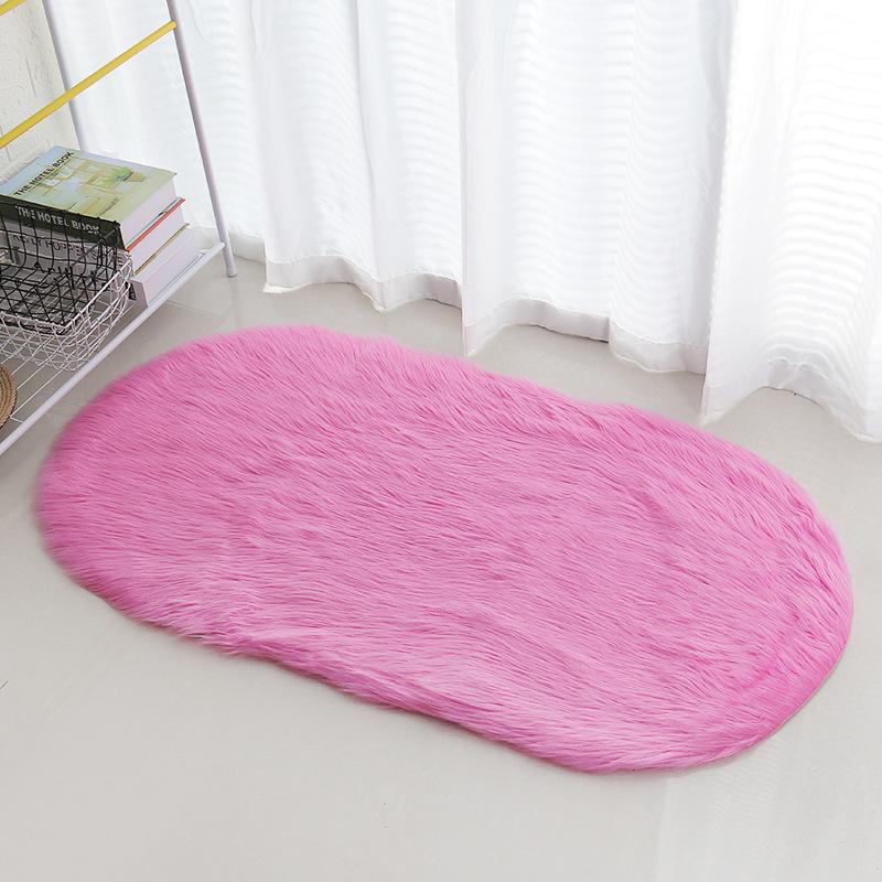 Winter Household Wool Carpet Oval Plush Carpet Coffee Table Living Room Bedroom Bedside Blanket Bay Window Mat