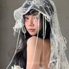 New Floral Lace Bow Veil for Bride Short Wedding Headpiece with Ribbon Ties Bridal Hair Accessory for Elopement Travel Shoot