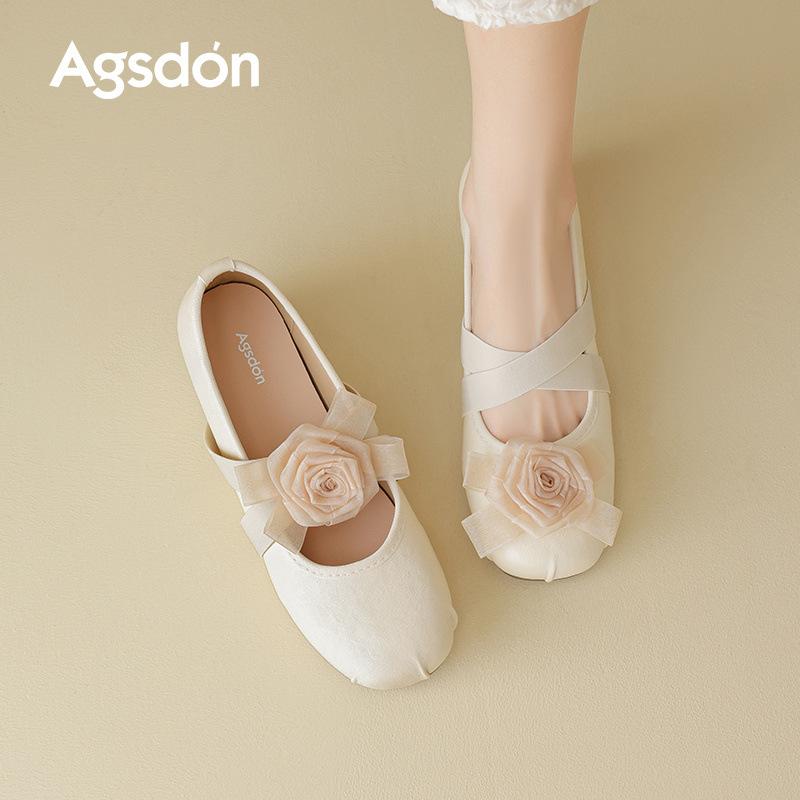 Augustine Single Shoes Women's 2025 New Summer Wear Flat Mary Jane Women's Shoes with Skirts Camellia Sandals
