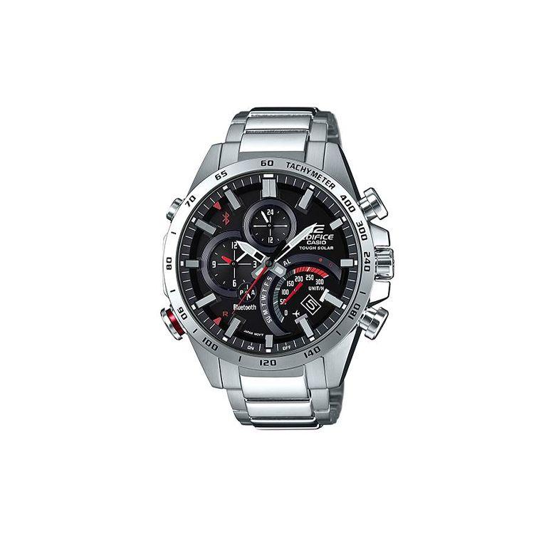 Casio Edifice Series Fashion Business New Bluetooth Smart Solar Waterproof Quartz Movement Stainless Steel Strap Mens Watch Black Dial EQB-501XD-1A