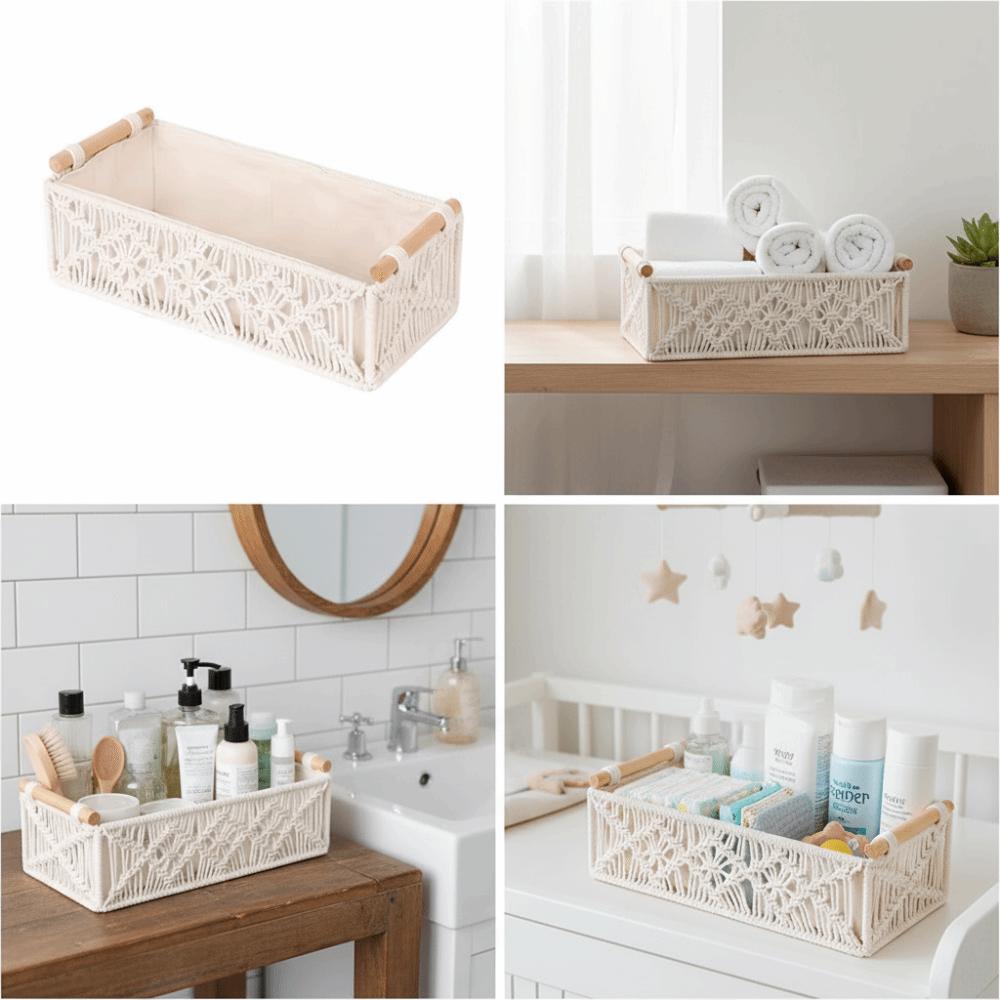 Handmade Woven Storage Boxes Boho Decor Style Cabinet Organizer Storage Baskets  Home Decor