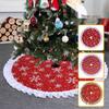 Snowflake Reindeer Christmas Tree Skirt Mat - Festive Decoration Scene