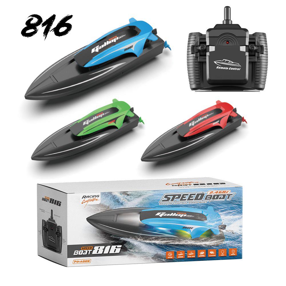 2.4G High-Speed Remote Control Waterproof Electric Speedboat with Lights for Kids