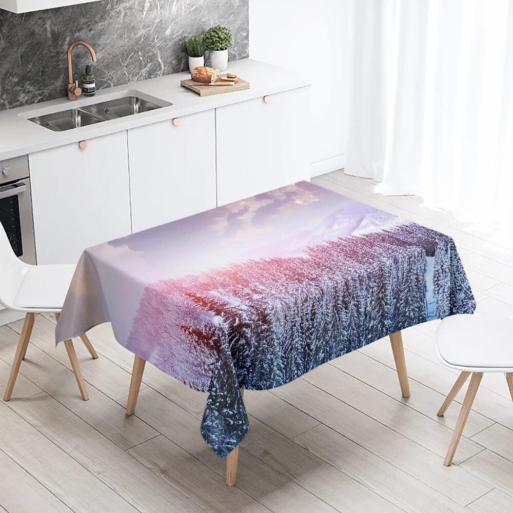 Sunrise Sunset Scenery Tablecloth Restaurant Table Decoration Stain Resistant Waterproof Rectangular  Home
