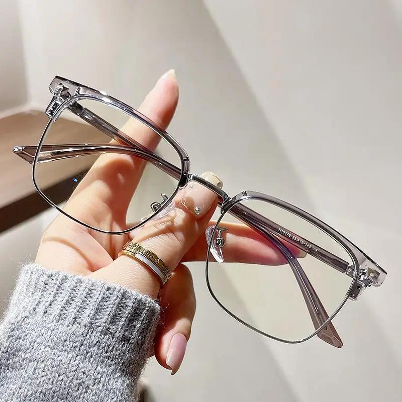 Ladies Fashion Trend Optical Spectacle Eyeglasses Half Frame Blue Light Blocking Computer Eyewear for Men Women