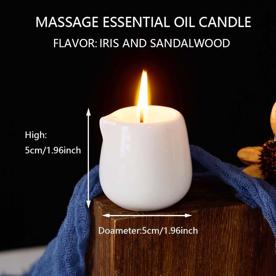 Iris and Sandalwood Low Heat Massage Oil Candle Ultra Hydrating Body Care with Coconut Wax Oil 1.69 Oz Home Decor Valentines