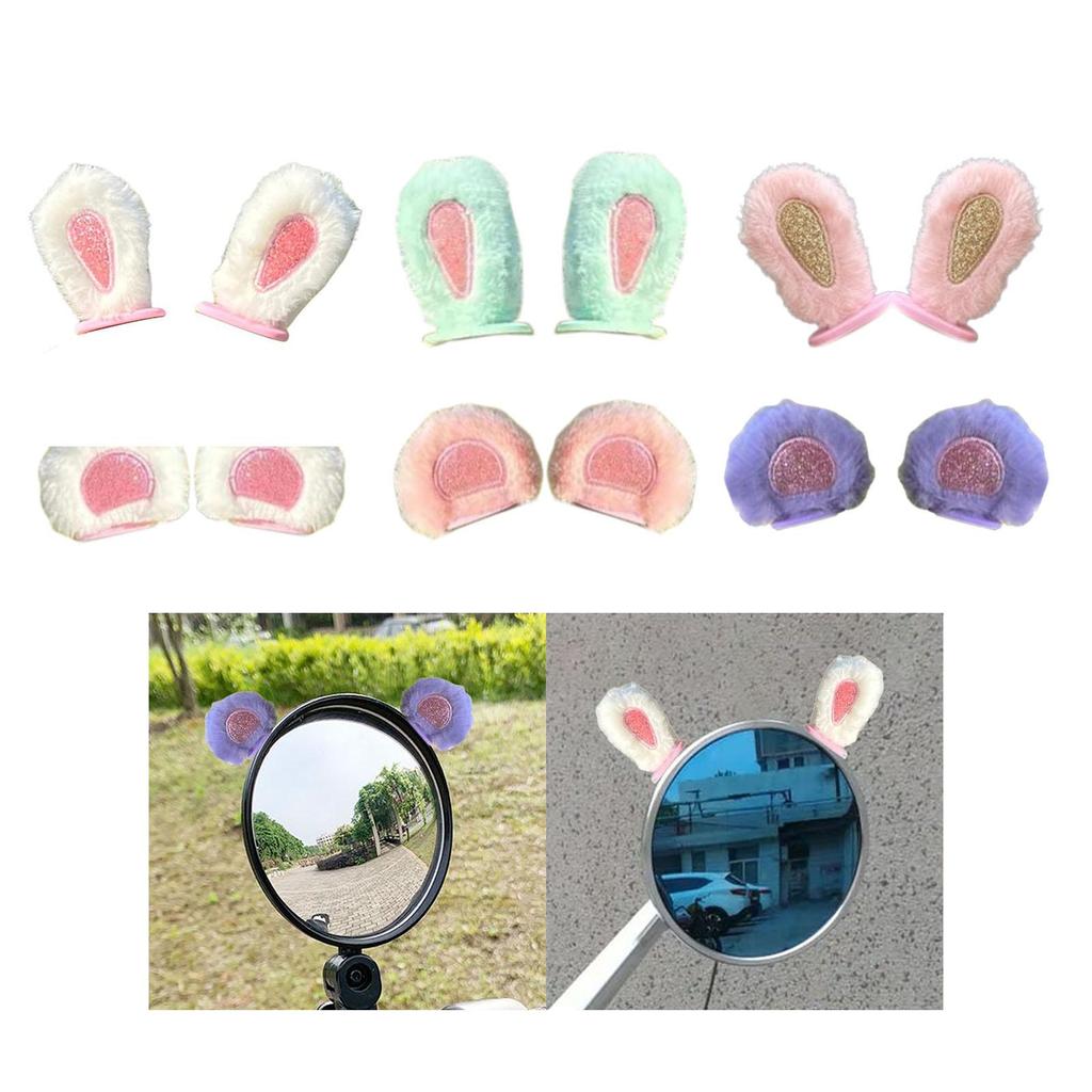 Plush Ears Attractive Versatile Easily Install Creative Design 2x Helmet Soft Ear Electric Scooter Rearview Mirror Decoration