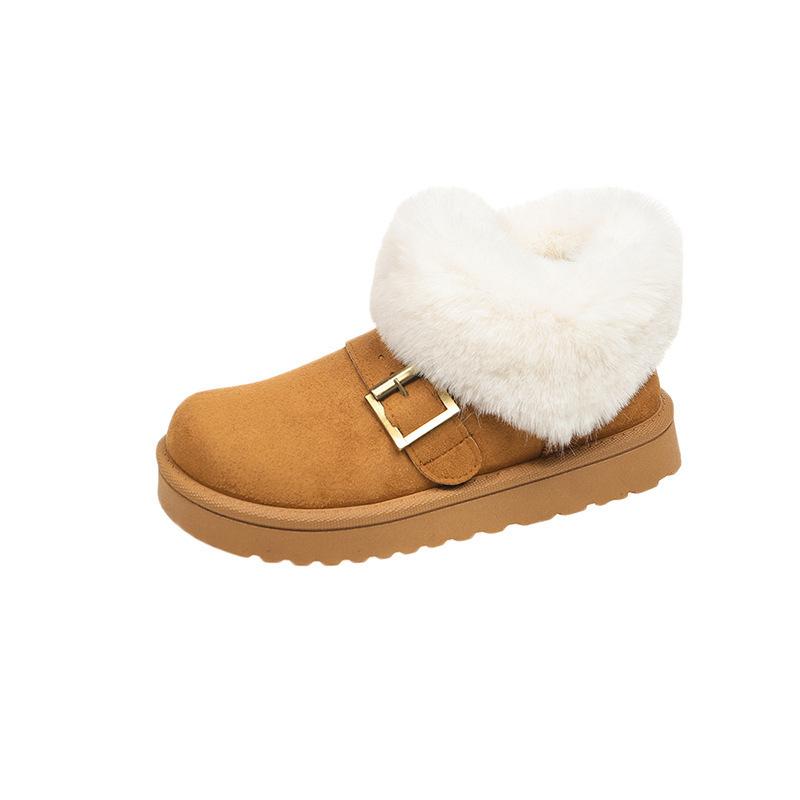 Snow boots fur integrated winter new short tube piled thickened lazy cotton boots