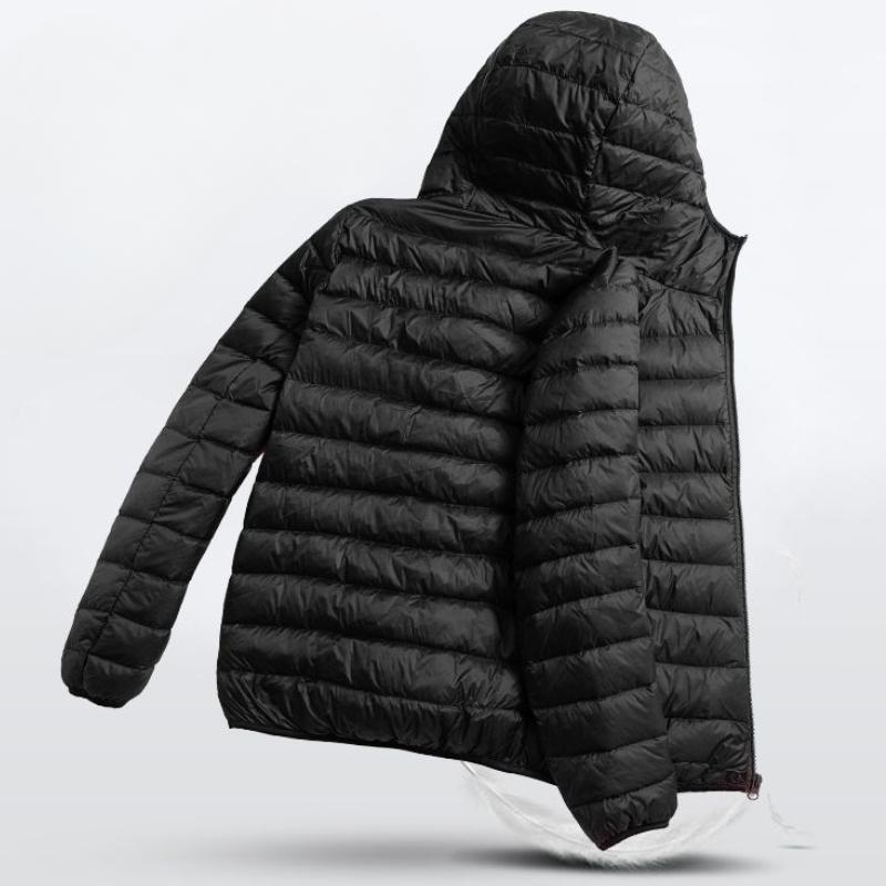 Rozmiar Plus 6XL Kurtka puchowa zimowa jesienna i zimowa męska krótka lekka biznesowa moda z kapturem gruba puch kaczy biały męska kurtka