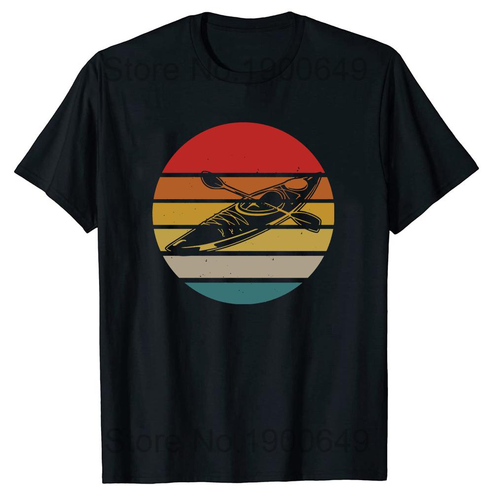 Kayaking Lover Retro Vintage Color T Shirt  Men New Tops Tees Cotton Male My Heartbeat Is A Kayak T Shirt Simple Style