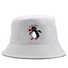 1pc Summer Penguin Printed Bucket Hats for Men Women Travel Beach Reversible Fisherman Hat Outdoor Sports Pull Up Panama Sun Hat