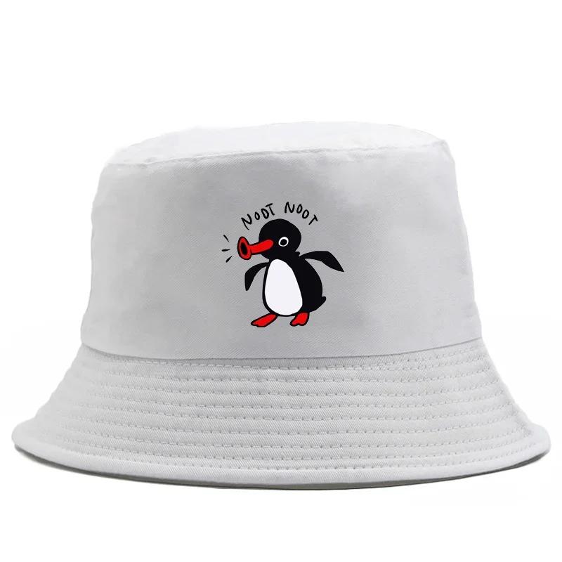 1pc Summer Penguin Printed Bucket Hats for Men Women Travel Beach Reversible Fisherman Hat Outdoor Sports Pull Up Panama Sun Hat