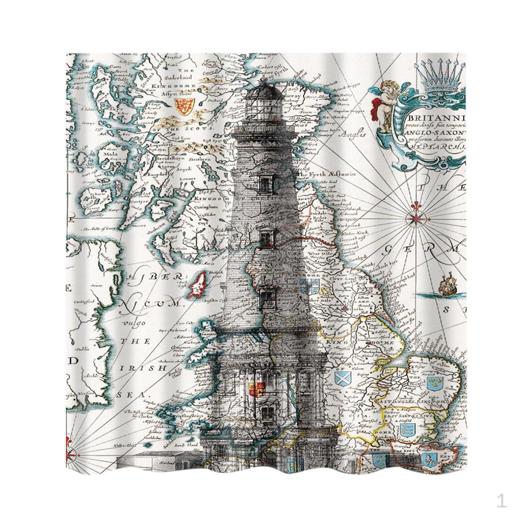 Shower Curtain with Hooks Treated to Resist by 72 x inches / 180 cm