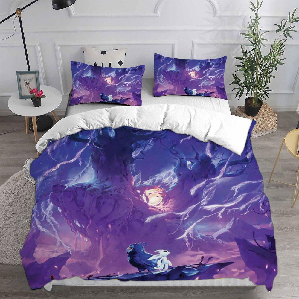 3D Game Ori and the Blind Forest Bedding Sets Comforter Quilt Bed Cover Duvet Cover Pillow Case 2-3 Pieces Sets Kids Adult Size