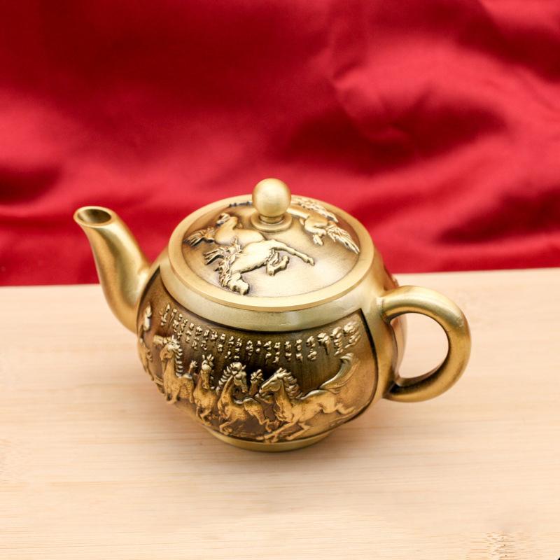 Chinesische Vintage Kupfer Teekanne Wasserkessel Kung Fu Teekanne Hitzebeständig Gesundheit Erhalten Teekessel Teegeschirr