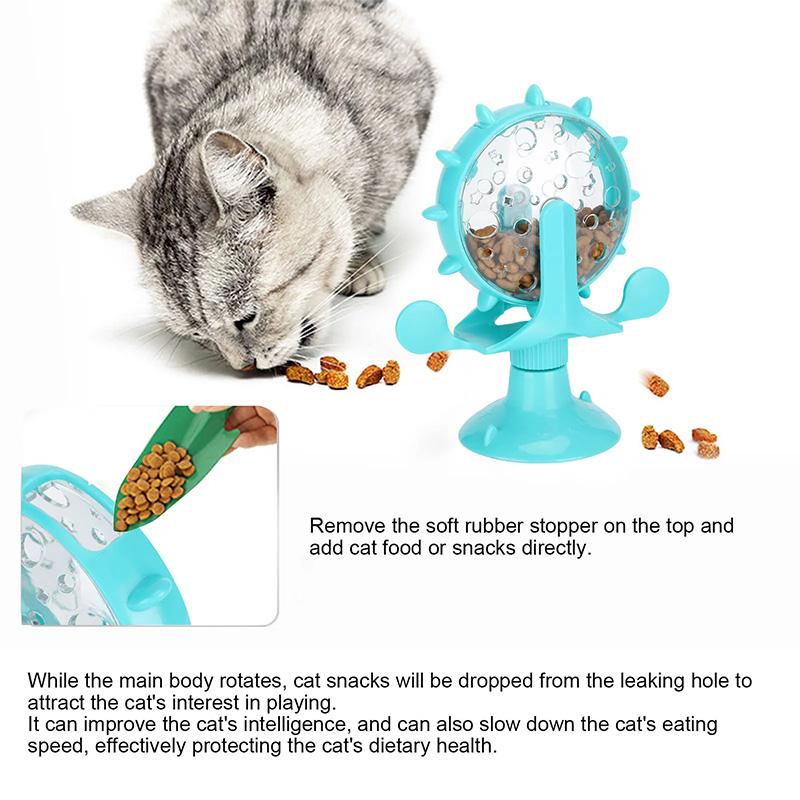 Cat Food Funnel Spinning Windmill Interactive Training Cat Puzzle Toy Dog Feeder Pet Toys Relieve  Boredom Relief Self-Pleasure