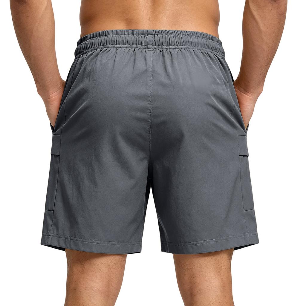 Men's Lightweight Breathable Stretch Athletic Shorts with Elastic Waistband and Multiple Pockets for Outdoor Sports Running Fitness Training