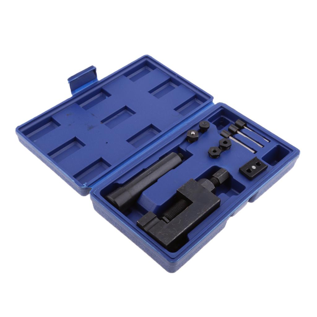 Motorcycle 4 Pins Chain Cutter Breaker Splitter Riveting Tool Rivet Repair Set for Chain 415/420/428/520/525/530/630 Motorbike
