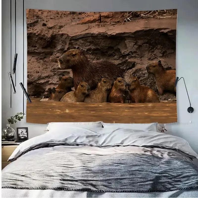 Capybara Tierdruck Wandteppich Büro Wohnzimmer Dekoration Zuhause Wandteppich