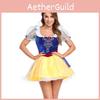 Bezauberndes Schneewittchen-Kleid für Erwachsene für Halloween-Kostümparty mit elegantem blauem Stoff