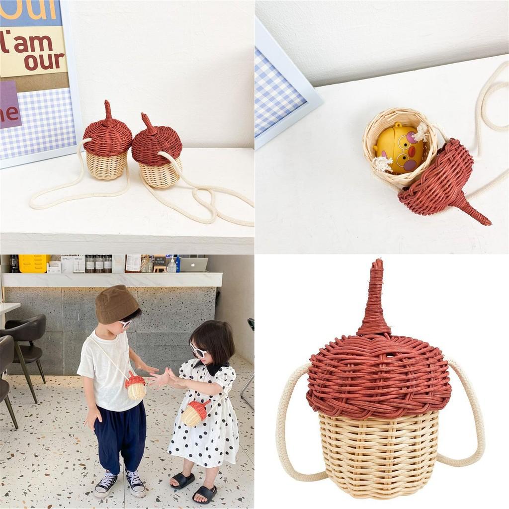 Kids Handmade Wicker Crossbody Bag With Durable Material For Everyday Use