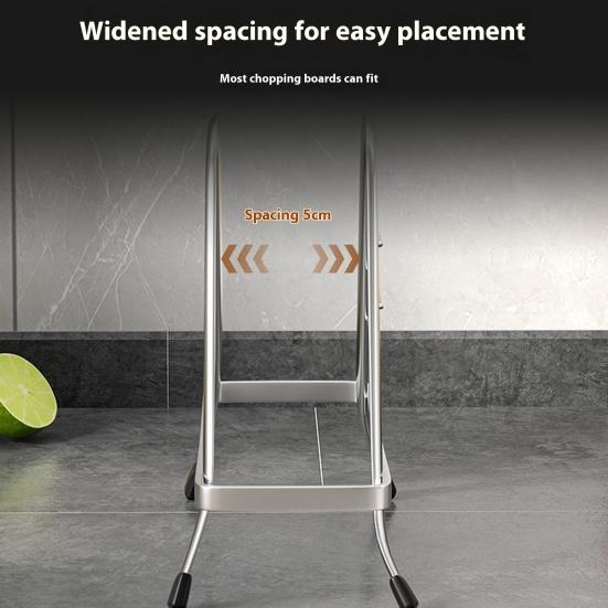 Cutting Board Holder Triangle Stainless Steel Chopping Board Organizer Anti-Slip Pan Rack Cutting Board Storage Stand for Kitchen Countertop