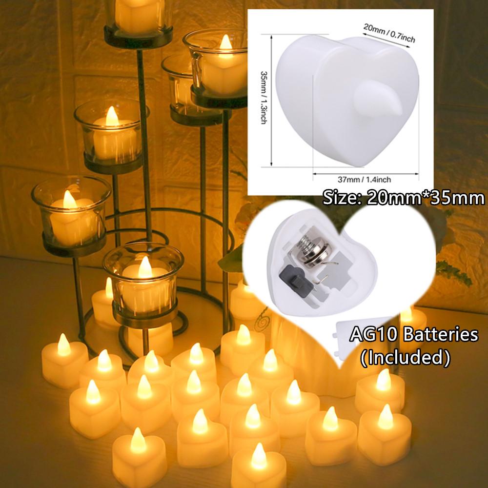 Heart Shaped Candles Led Lights Fake Heart Candles Romantic LED Tealight Flameless Candle for Valentine's Day Party Wedding Nigh
