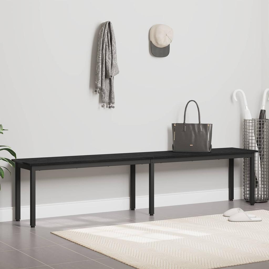 Bench In Black Oak Look 200 X 35 X 45 Cm Engineered Wood