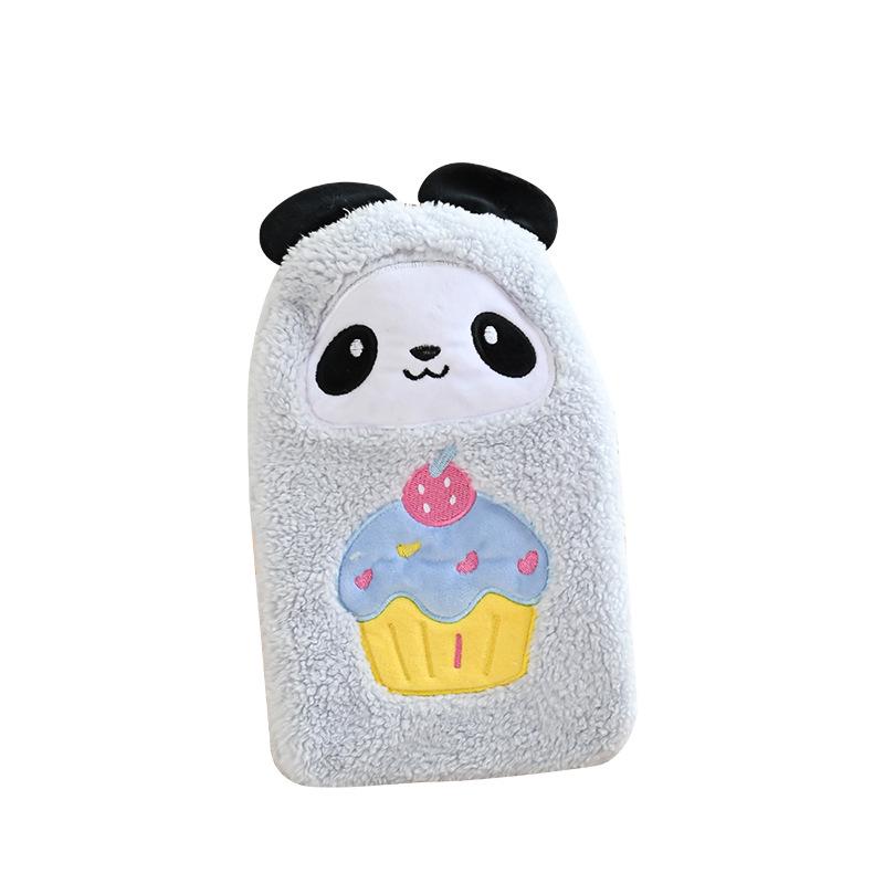 Plush-Covered Cartoon Hot Water Bottle with Inflatable Liner - Washable Hand Warmer for Girls' Bedtime