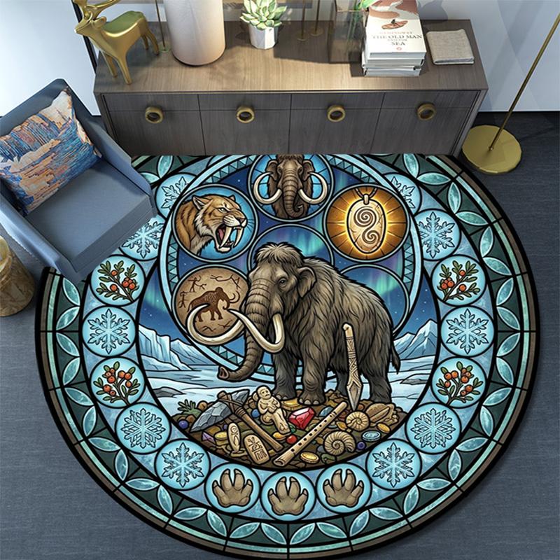 Bear Nature Harmony Round Area Rug Under Office Chairs Bedroom Living Room Home Decor