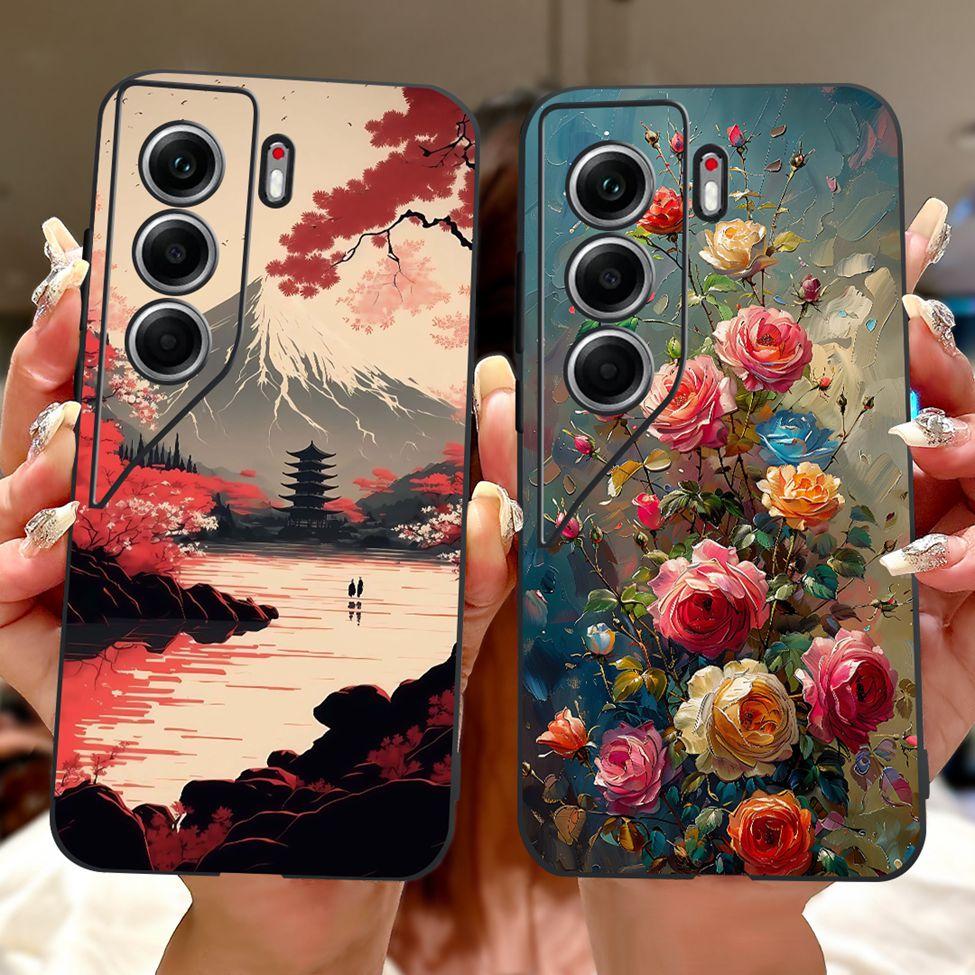 For Tecno Camon 40 Case CM5 Silicone Cute Cat Fashion Flowers Funny Painted Back Cover For Techno Camon 40 Phone Case Bumper