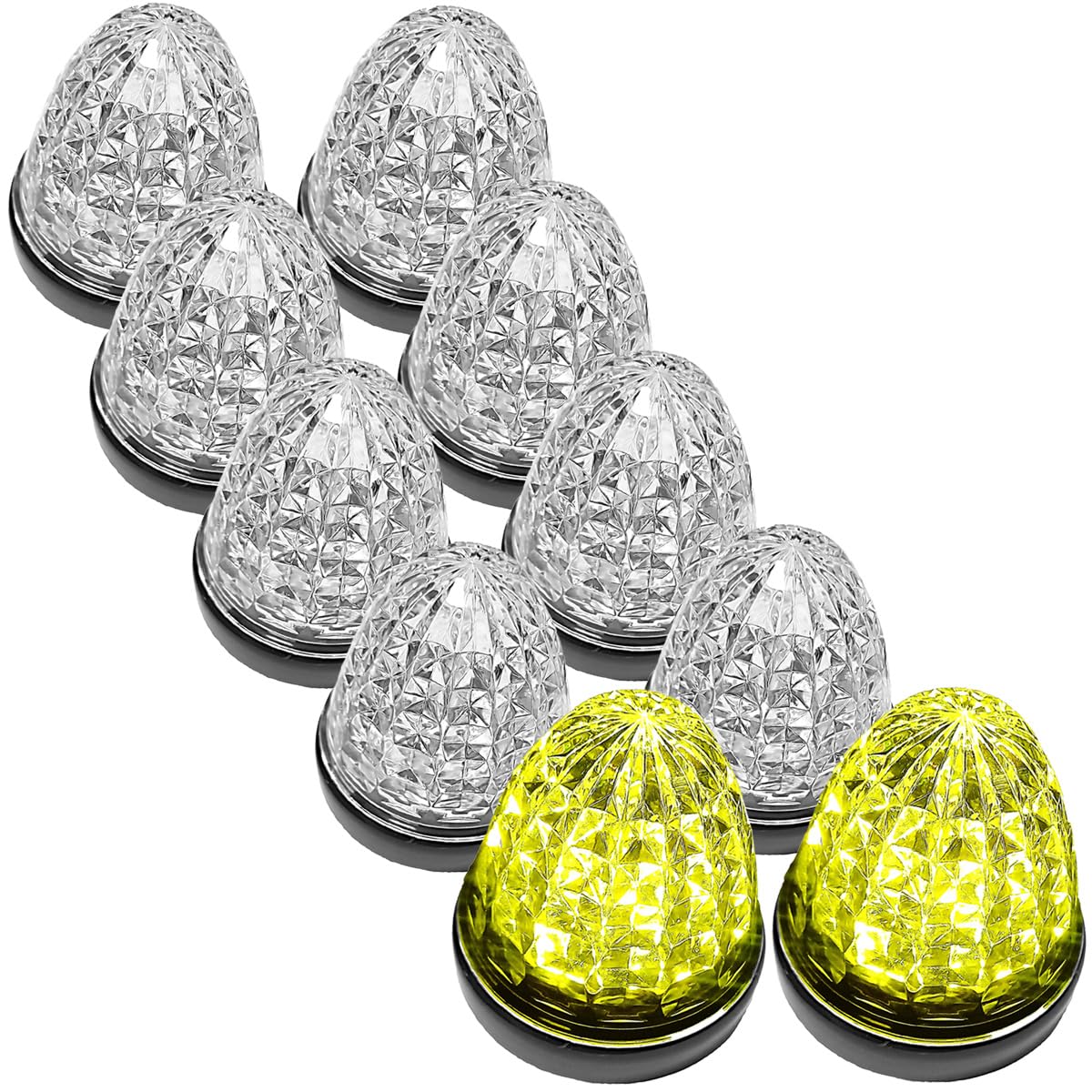 

Customize 24V Truck LED Side Marker Lights with Crystal 16 Universal Waterproof Ceiling Various Colors Cut, LEDs, Mount, (Clear Lens, Yellow, 10-Pack)