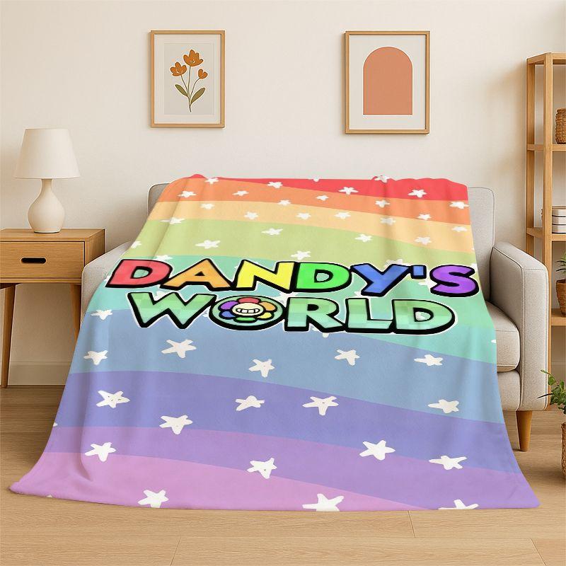 Coperta morbida in flanella Dandy World Cartoon, Coperta calda e accogliente per letto, Divano, Divanetto, Camera da letto, Soggiorno, Viaggio, Campeggio
