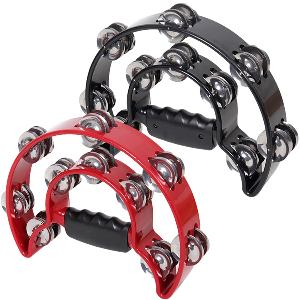 

Тамбурины AllBright, полукруглые, набор из 2 штук (Черный и красный), Идеально для музыкальных инструментов, перкуссии и караоке