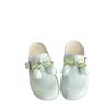 Women's Summer New Round Toe Deep Mouth Bow Flower Non-slip Wear-resistant Flats Platform Baotou Half Slippers Zapatos Mujer