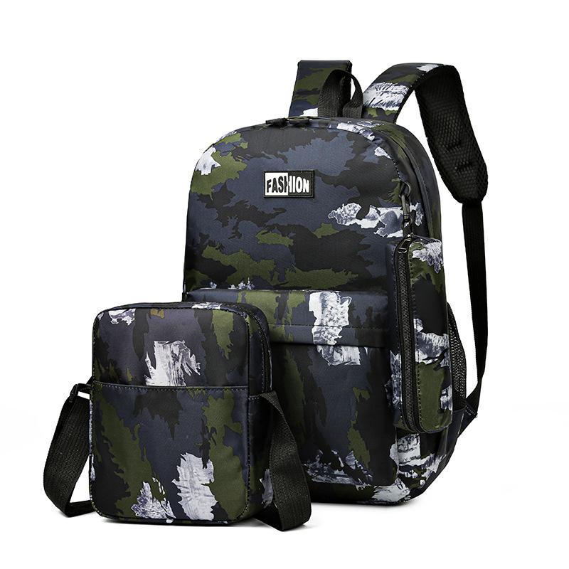 Large Capacity Backpack Outdoor Leisure Travel Backpack Fashion Middle School Student Three-piece School Bag