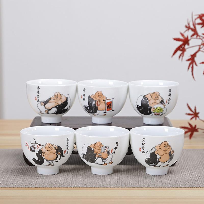 6ks čínský modrobílý porcelánový keramický čajový set Ručně malovaný šálek na čaj Šálky na kávu Šálky na víno Nádobí na pití