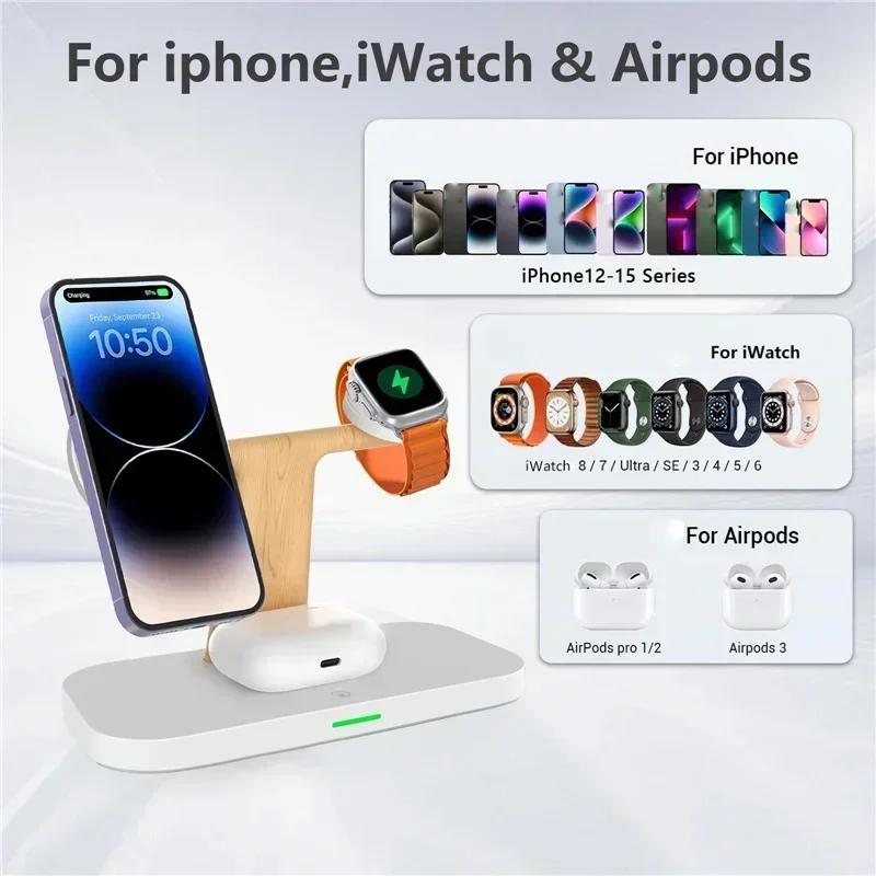 3 In 1 Magnetic Wireless Charger Stand Desktop Lamp Fast Charging Station Phone Holder For iPhone 12-16  Watch 1-9 Airprods