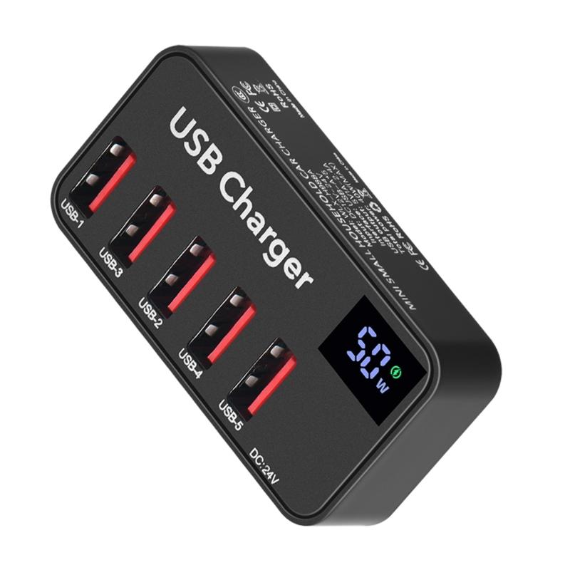 5 Ports USB Charger LED Display Multi USB Charging Station Universal for Phone Desktop Wall Home Travel Portable